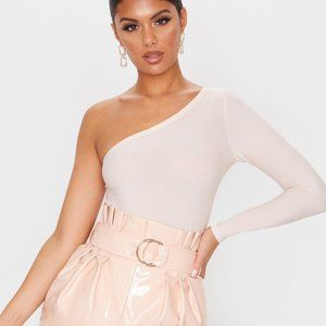 Nude Slinky One Shoulder Bodysuit